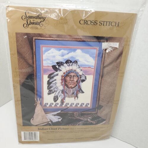Candamar Printed Cross Stitch Indian Chief Picture Native American Southwestern - $19.35