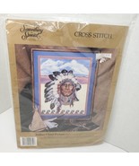 Candamar Printed Cross Stitch Indian Chief Picture Native American South... - £15.13 GBP