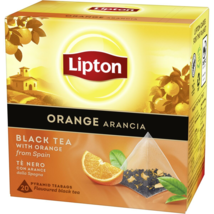 LIPTON - Black tea with Orange from Spain - 20 x 6 = 120 pyramid tea bags - £27.03 GBP