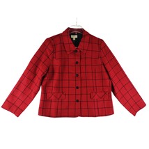 NWOT Appleseed&#39;s Women&#39;s Plus Size 20 Red Plaid Check Wool Blend Pea Coa... - £26.65 GBP