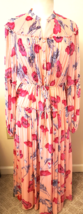 Diane Von Furstenberg DVF Pleated Ruffle Floral Maxi Dress Sz- L Poppy Soft Pink - £236.05 GBP