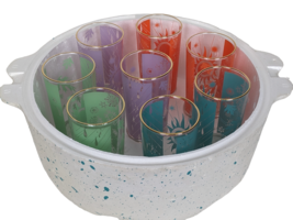 Mid Century 8 Piece Tumbler Set By A. Campbell, Styrofoam Storage/Cooler - $175.00