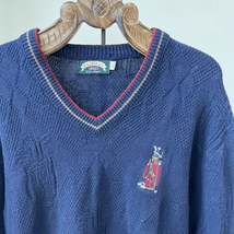 Vintage Fairway Sport 80s Vneck Golf Bag Embroidered Vneck Sweater Cotton L - $32.40