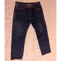Levi&#39;s 501 Jeans 40 X 34 Red Tab Men Blue Denim Button Fly Straight Cotton - $335.68 MXN