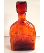 Empoli Amber Glass Large Heavy Weighted Geometric Design Square Decanter... - $2,523.80 MXN