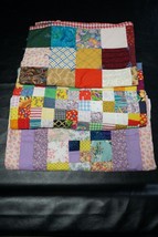 Vintage Farmhouse Patchwork Squares Colorful Squares Mini Quilt Throws Pieces - £38.84 GBP