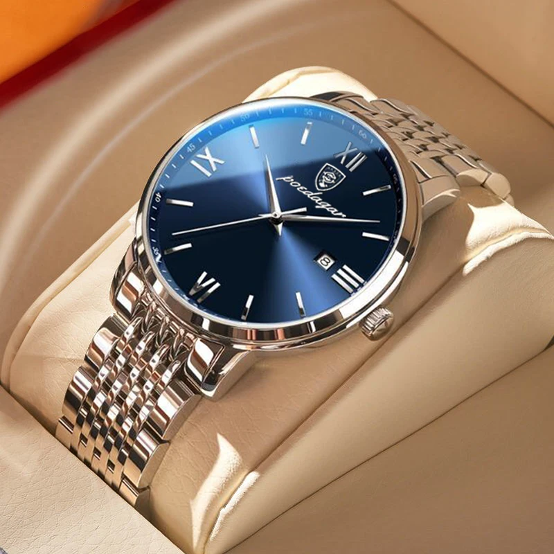 Top Brand Watch Men Stainless Steel Business Date Clock Waterproof Lumin... - £20.05 GBP