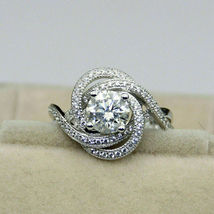 2.00Ct Round Cut White Diamond Solid 925 Sterling Silver Swirl Engagement Ring - £91.41 GBP
