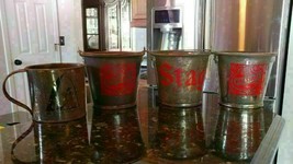 3 VTG Strassenfest Beer Buckets &amp; Tin Mug Stag &amp; Falstaff 1974 St Paul S... - £30.23 GBP