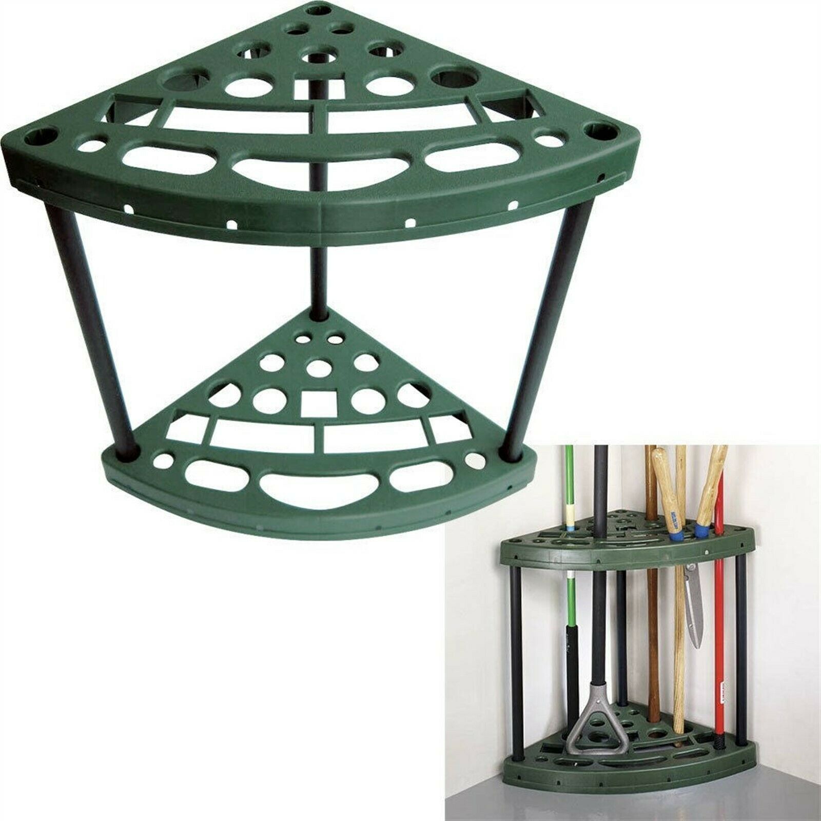 Yard Tool Corner Storage Rack - 18 Different Slots For Tools