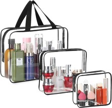3 Pieces Large Clear Travel Bags for Toiletries Waterproof Clear Plastic Cosmeti - £18.79 GBP
