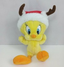 Hallmark Looney Tunes Tweety Bird Santa Hat Reindeer Antlers Christmas 9&quot; Plush - £11.43 GBP