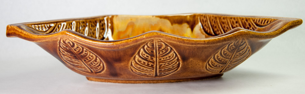 2 Ccil Orig 140 USA California Brown Pottery Dishes Leaves from Chip & Dip Set Item image 3