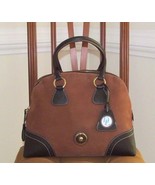DOONEY &amp; BOURKE BROWN NUBUCK AND PEBBELD LEATHER DOMED SATCHEL BAG $598.+ - $297.00