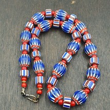 Vintage Chevron &amp; Venetian 6mm Whiteheart Beads Necklace NC-B-1 - $74.85 CAD