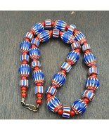 Vintage Chevron &amp; Venetian 6mm Whiteheart Beads Necklace NC-B-1 - $75.37 CAD
