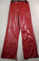SheIn Pants Womens Petite Small Maroon Leather Pockets Casual Flat Front EUC - £8.07 GBP