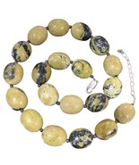 Vintage Sterling Silver Large  Green Serpentine Stone Beaded Necklace Ch... - €106,60 EUR