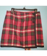 vineyard vines Festive Plaid Pink &amp; Navy Tweed Wool Wrap Mini Skirt Wome... - $47.42 CAD