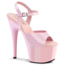 PLEASER 7&quot; Heel Women&#39;s Pink Platform Ankle Strap Platform Sandal ADO709... - $57.95
