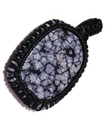 Snowflake Obsidian Cabochon Natural Gemstone Handmade Pin on Stone Pendant - £10.03 GBP