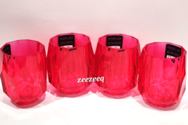 Rachel Zoe Crystal Cut Pink Red Acrylic Tumblers Glasses Set of 4 - £35.03 GBP