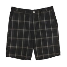 HURLEY Men&#39;s 38x10 Black Gray Plaid Casual Shorts, Flat Front, Pockets, ... - £15.21 GBP