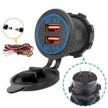 QC 3.0 Dual USB Car Charger Socket with Cable Waterproof Fast Charge Power Outle - £63.17 GBP
