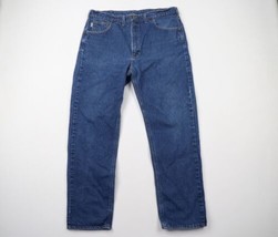 Vtg 90s Carhartt Mens 38x32 Distressed Spell Out Straight Leg Denim Jeans USA - £46.70 GBP