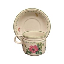 GARDEN BLOOM Mikasa Studio Nova 4-Cups &amp; Saucers Set Butterflies Flowers Y2372 - £23.66 GBP