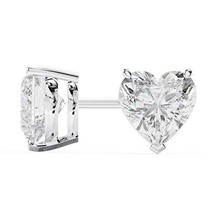 18k White Gold Heart Shape Diamond Stud Earrings 1 Carat - £4,028.76 GBP