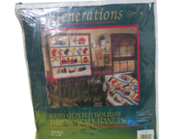 Generations Hand Quilted Holiday Throw Wall Hanging Display 50&quot; x 60&quot; New - $24.75