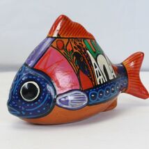 Mexican Folk Art Fish Terracotta Clay Hand Painted Decoration  Terra Cot... - $14.69