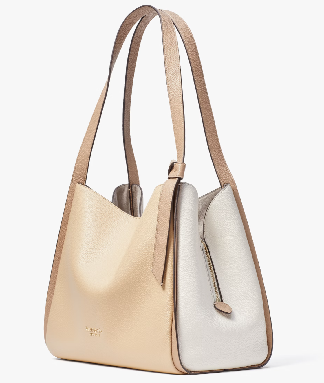 Kate Spade Knott Large Shoulder Bag Beige & White Leather Purse K4385 NWT $398 F
