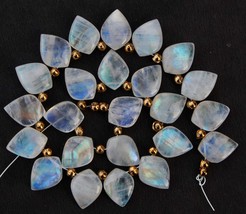 Natural 20 piece smooth pointed leaf Rainbow Moonstone gemstone briolett... - $104.99