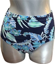 Lands End Bikini Swimsuit Bottoms Sz 8 Blue Floral Tummy Control High Waist NEW - £26.67 GBP
