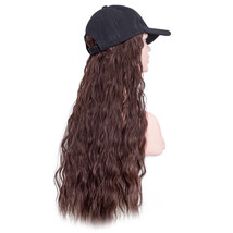 Women Water Wave Baseball Cap Wig Dark Brown Synthetic Hair 24 Inches - £19.50 GBP
