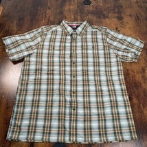 North Face Mens Large Button up Short sleeve Plaid Shirt Pockets - £15.56 GBP