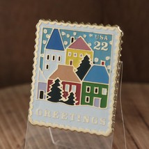 Christmas Greetings USA 22 Cents Village Postage Stamp Lapel Pin March C... - £13.77 GBP