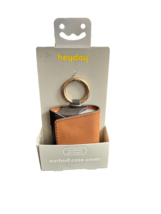 Heyday Apple Airpods Gen 1/2 Saffiano Black &amp; Brown Leather Case w Key Ring - £3.02 GBP