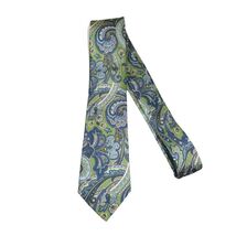 Men's 100% Silk Necktie By Bruno Piattelli Paisley Floral Fancy BP4 Green Blue image 2