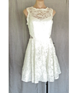Xscape dress gown 10 white illusion lace cut-outs tulle underskirt New m... - £38.45 GBP