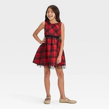 Girls&#39; Sleeveless Plaid Dress - Red Xs - $18.99