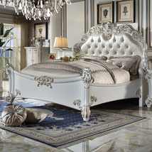 Acme Vendome QUEEN BED Synthetic Leather &amp; Antique Pearl Finish - $3,231.78