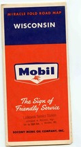 Mobil Miracle Fold Road Map of Wisconsin 1956 - £9.46 GBP