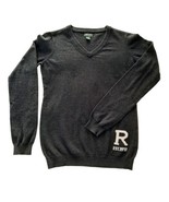 Roots Canada Sweater Womens Medium Dark Gray Pullover V Neck Knit Cotton... - £10.25 GBP