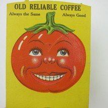 Old Reliable Coffee Mechanical Trade Card Smiling Red Tomato Antique RARE - £47.12 GBP