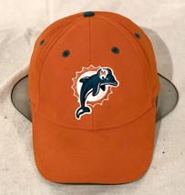 Vintage Miami Dolphins NFL Logo Orange Adjustable Hook & Loop Strap back Cap - $24.74
