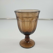 Brown Glass Water Goblet Pressed Glass Smoke - $7.99