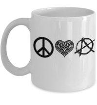 Anarchy Symbol Love Heart Peace Sign Mug Freedom Patches Anarchist Love Gift - £14.44 GBP+